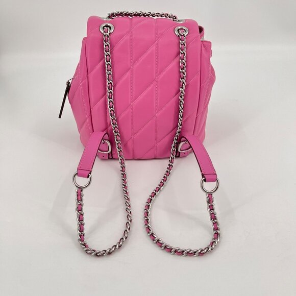 Coach Tabby Backpack Pillow Quilting Nappa Leather Pink Convertible Chain Strap - Picture 4 of 16